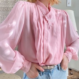 SOLD Vintage 80s Embroidered Long Sleeve Blouse